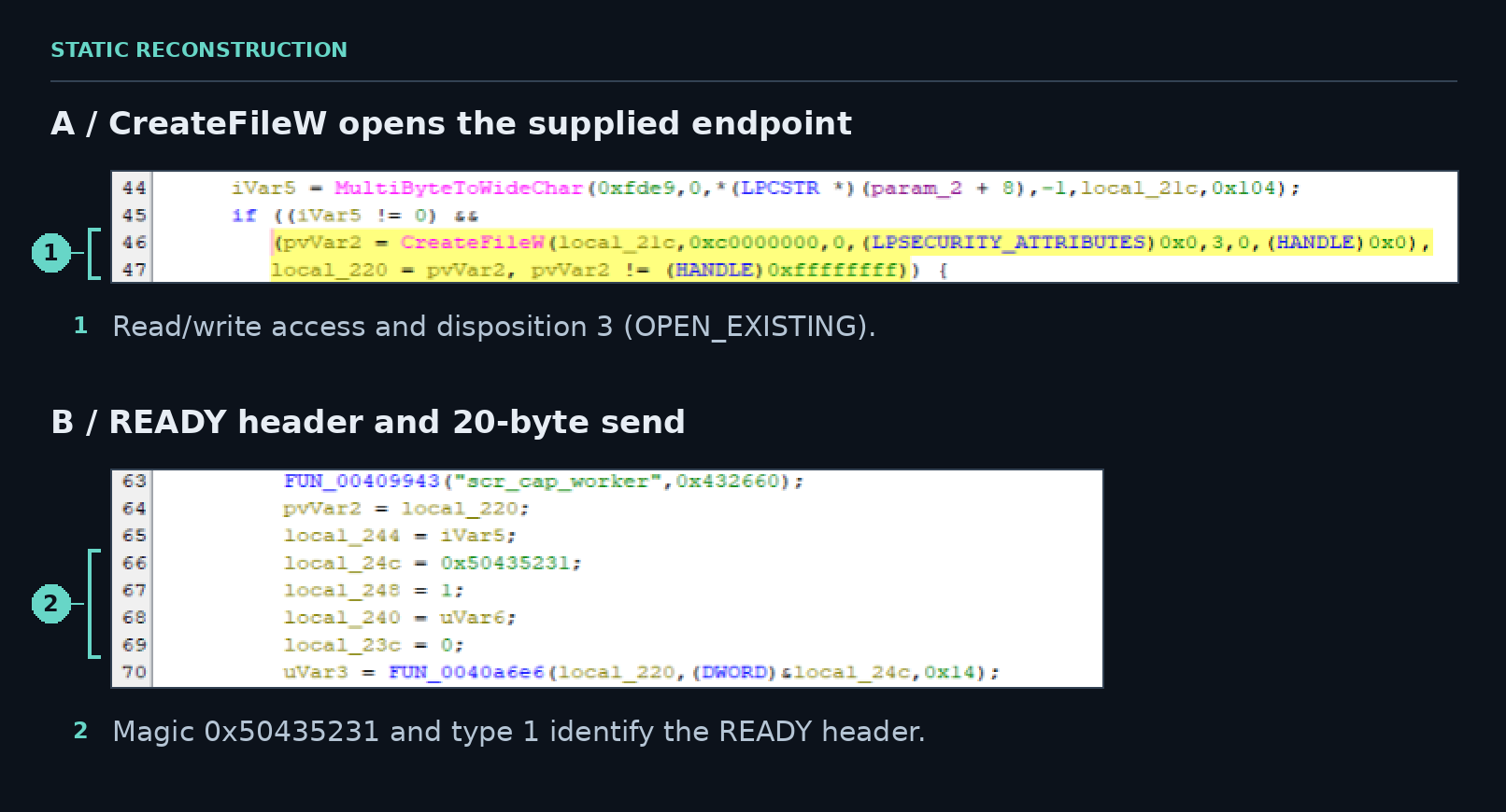 The worker opens an existing endpoint.